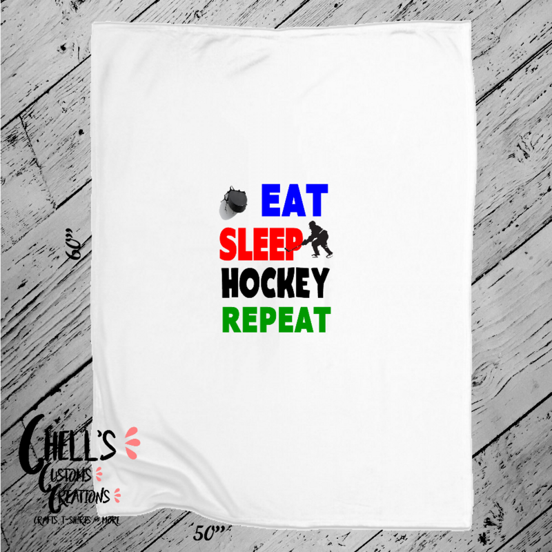Eat Sleep Hockey Repeat Blanket