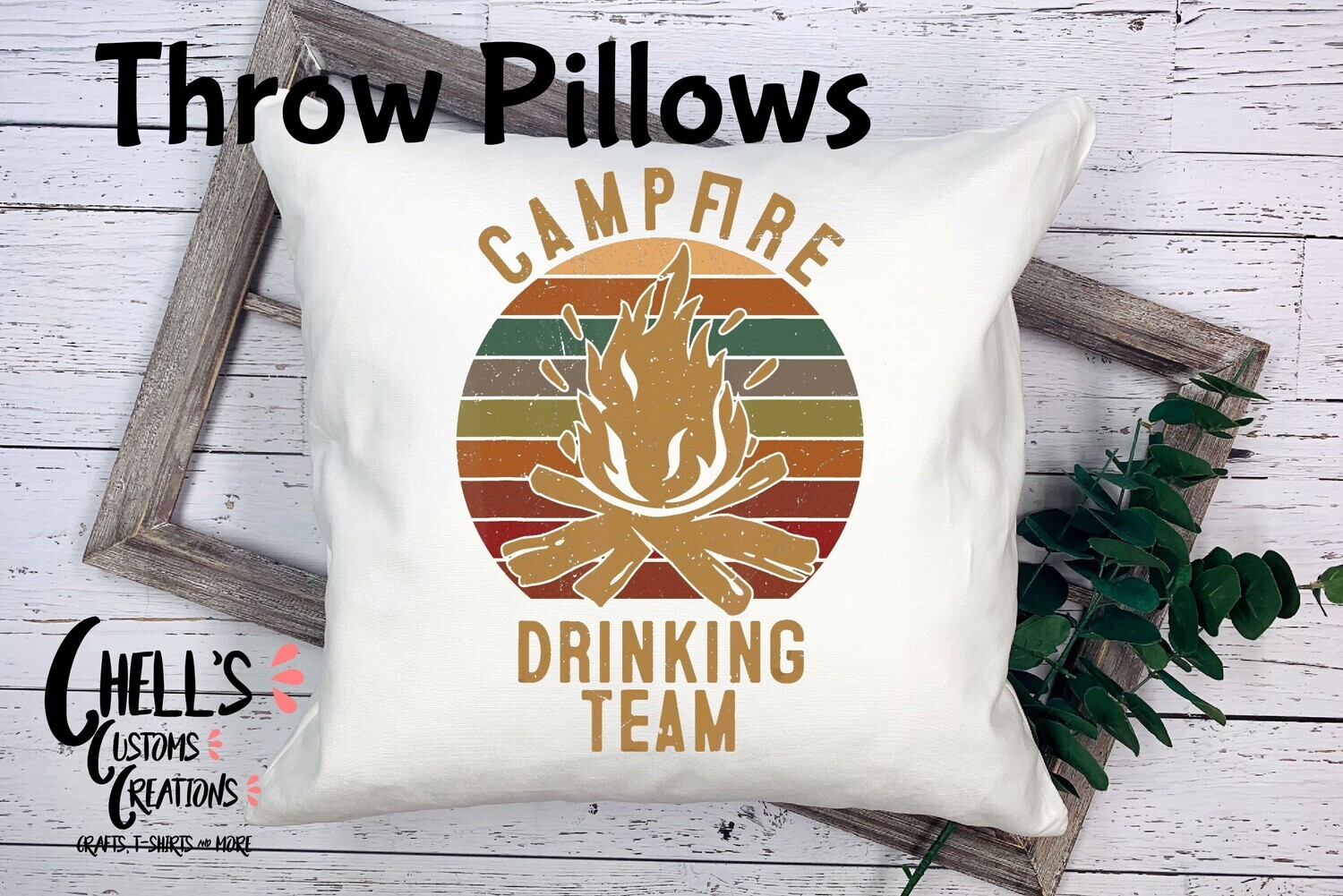 Campfire Drinking Team Throw Pillow
