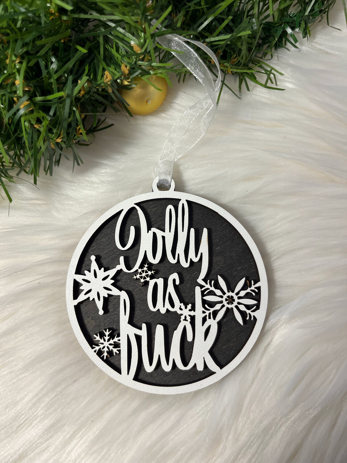 Jolly As Fuck 3D Wooden Circle Ornament