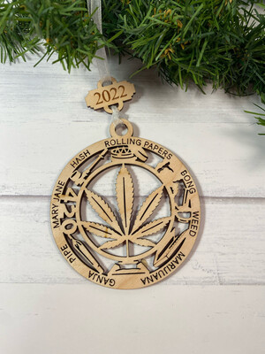 Wooden Weed Ornament