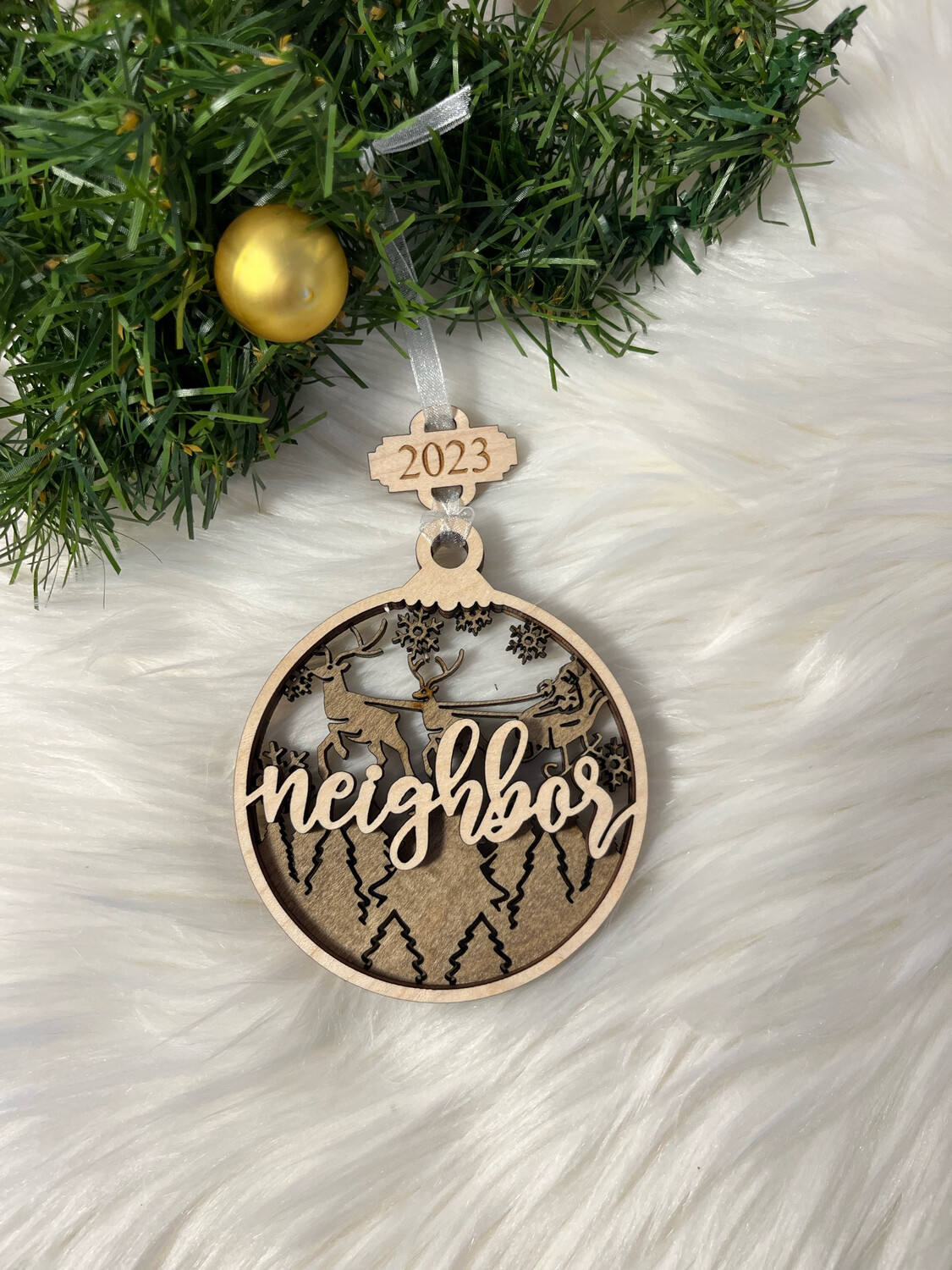 Neighbours 3D Wooden Circle Ornament