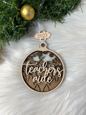 Teachers Aid 3D Wooden Circle Ornament