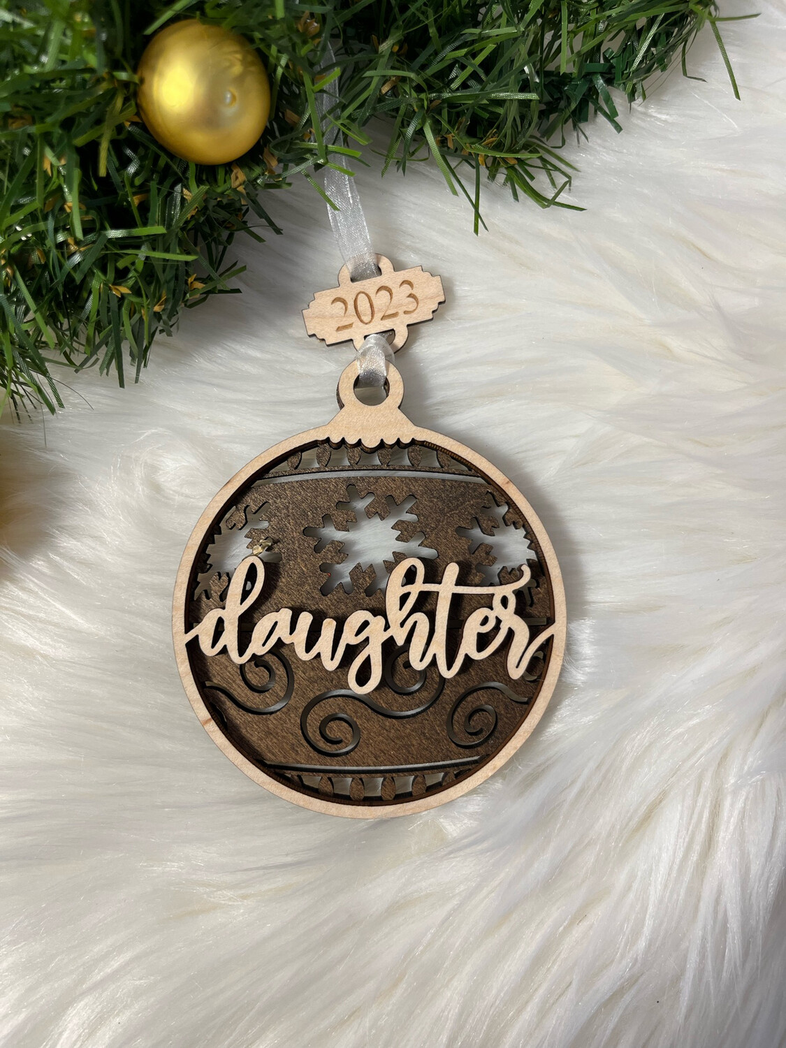 Daughter 3D Wooden Circle Ornament