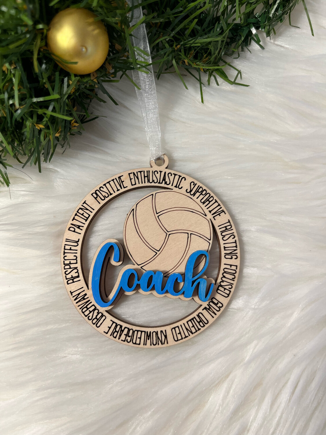 Volleyball Coach 3D Wooden Circle Ornament