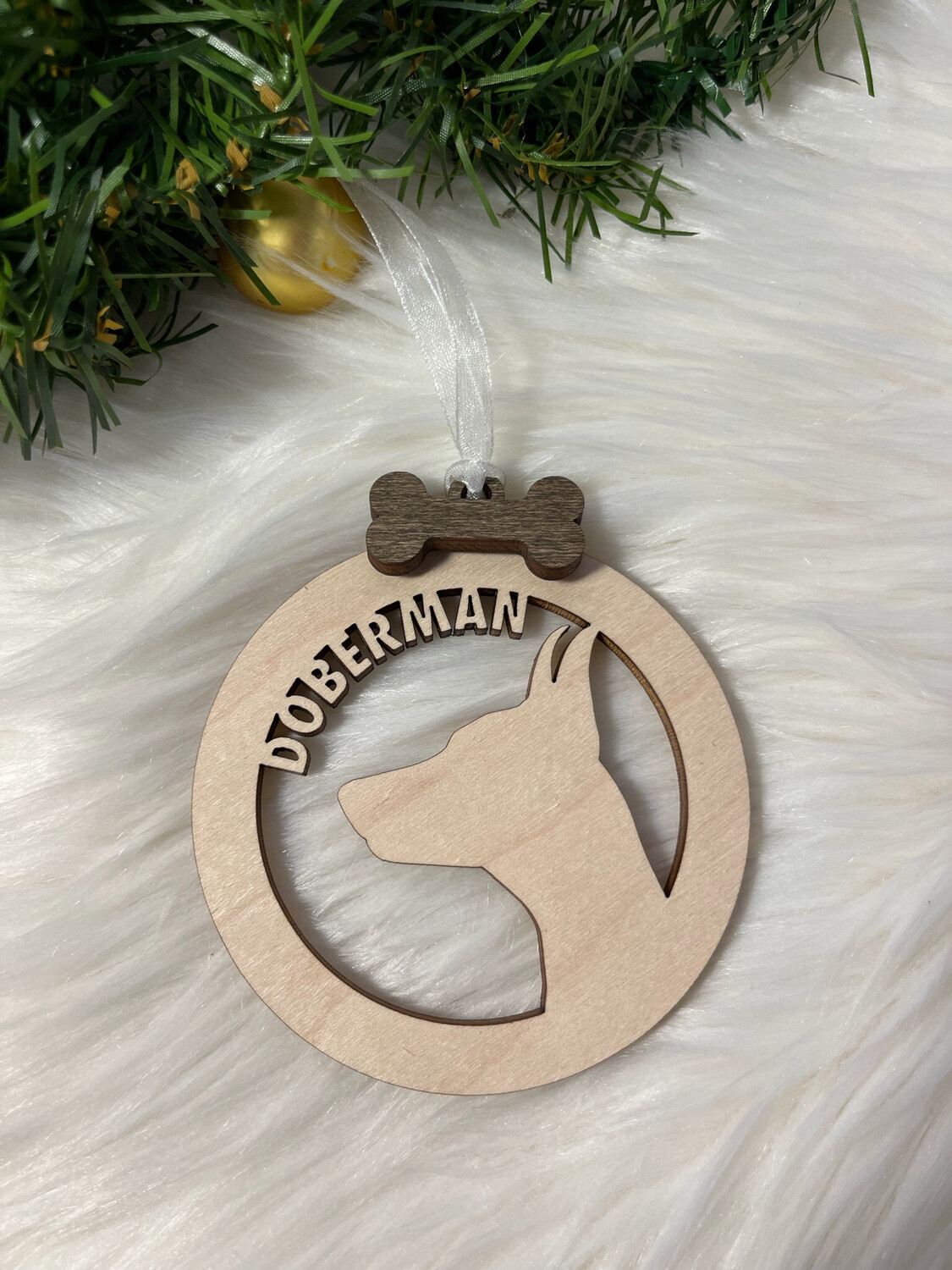 Doberman Dog Wooden Ornament