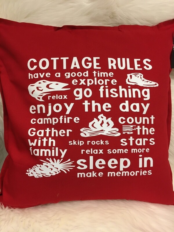 Cottage Rules Throw Pillow