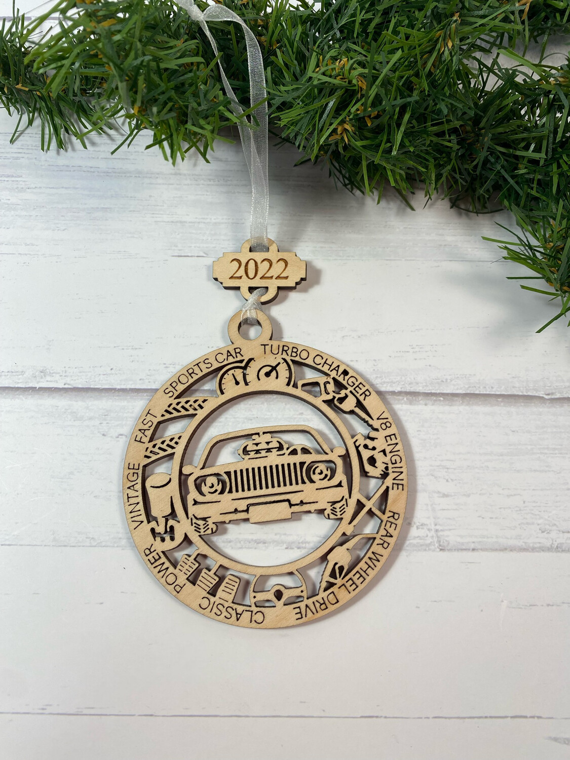 Wooden Muscle Car Ornament