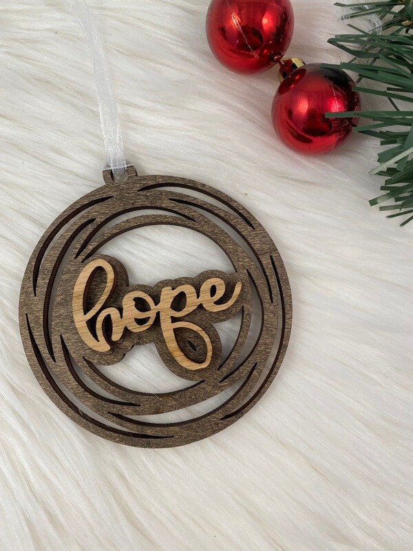 3D Wooden Hope Circle Ornament