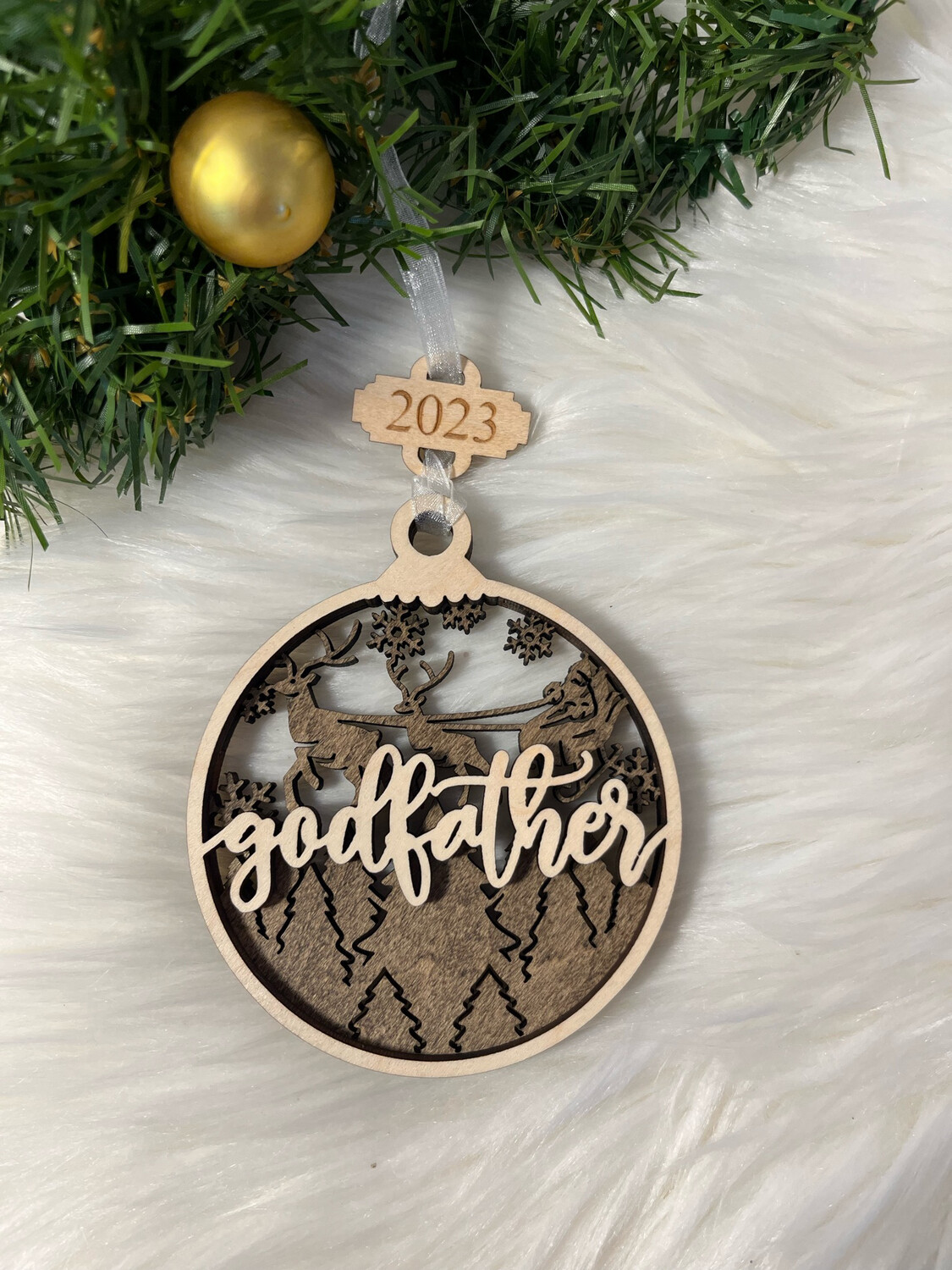 Godfather 3D Wooden Circle Ornament