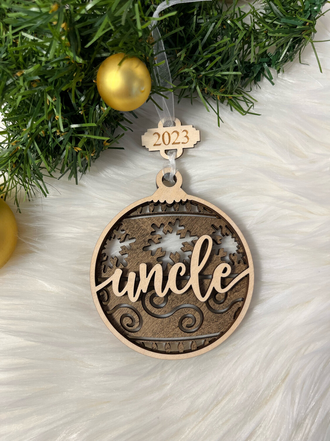 Uncle 3D Wooden Circle Ornament