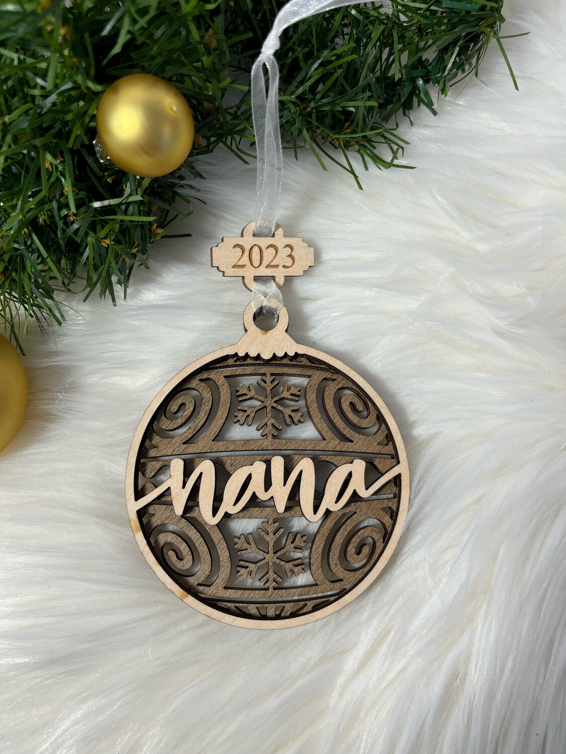 Nana 3D Wooden Circle Ornament