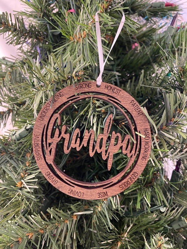 Wooden Grandpa Ornament