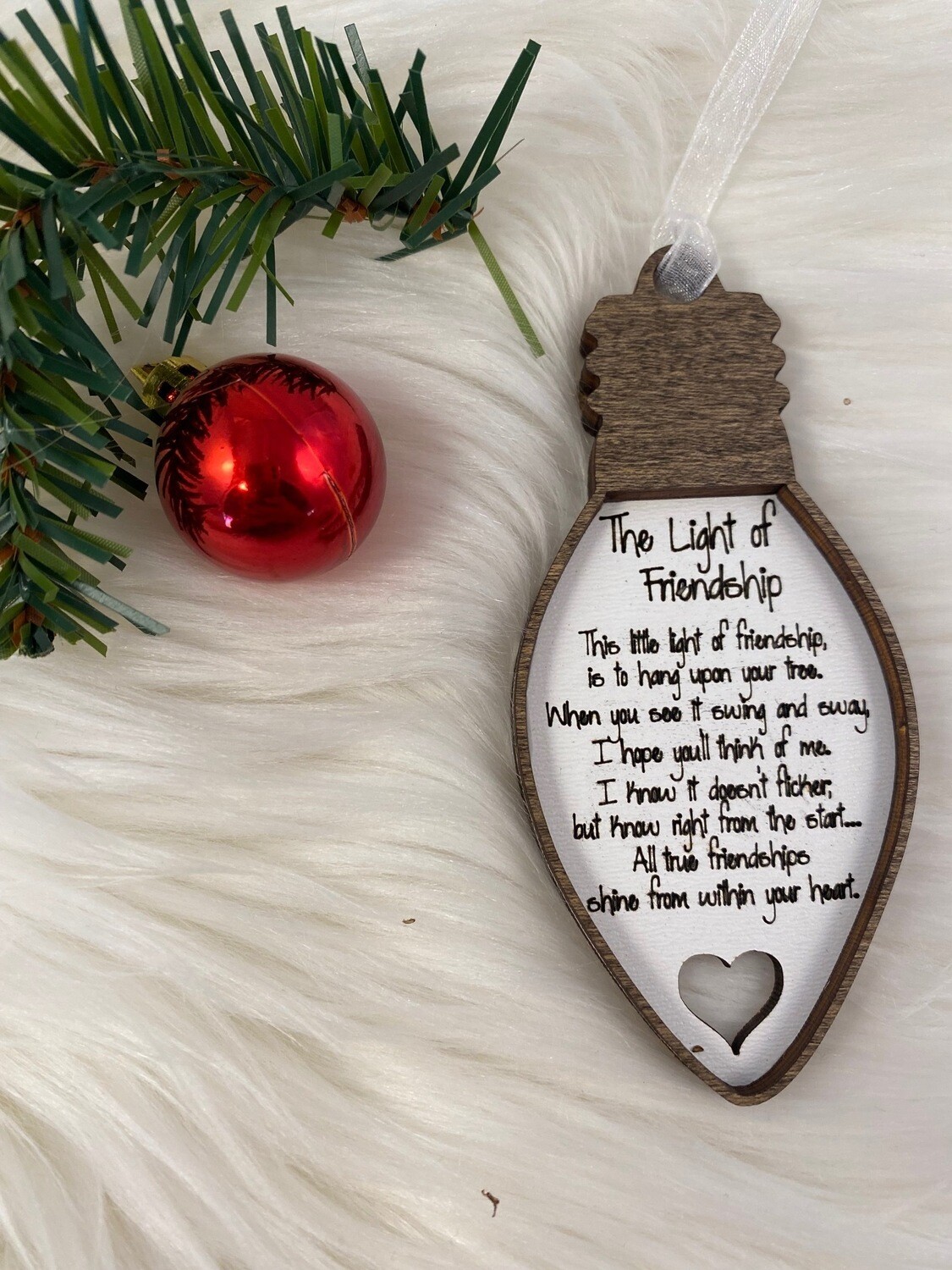 The Light Of Friendship Brown 3D Wooden Ornament