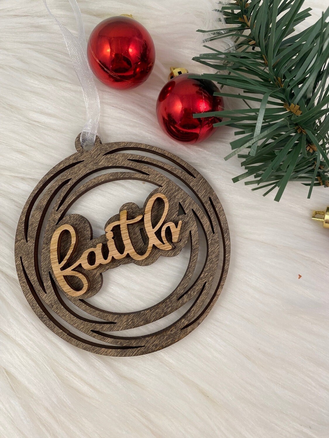 3D Wooden Faith Circle Ornament