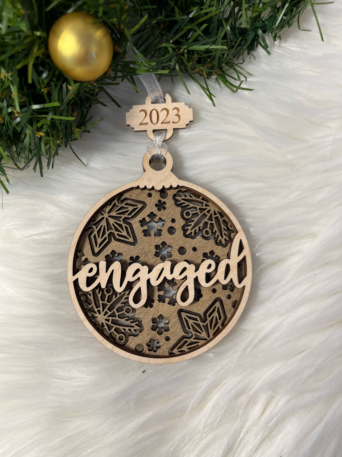 Engaged 3D Wooden Circle Ornament