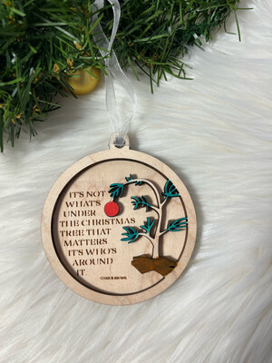 It’s Not What Us Under The Tree 3D Wooden Circle Ornament