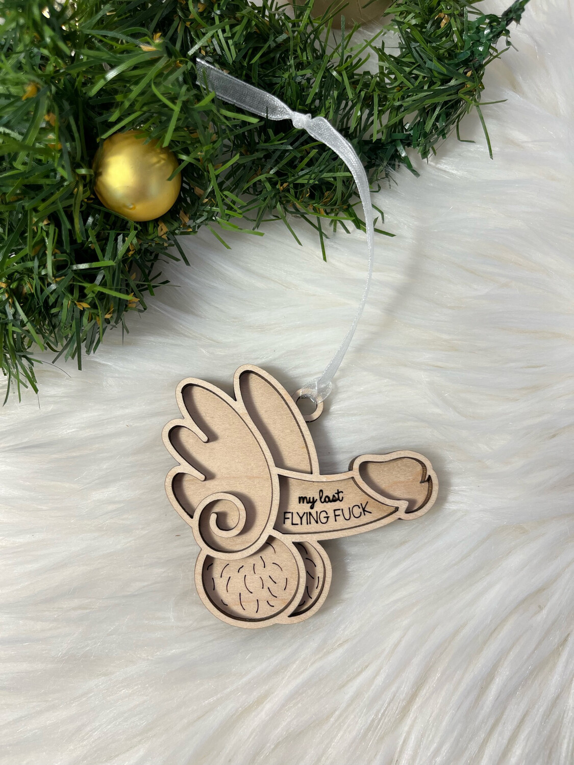My Last Flying Fuck 3D Wooden Circle Ornament