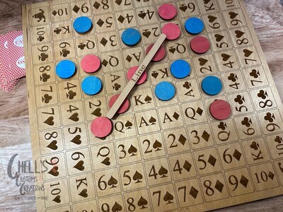 Wooden Sequence Board / Card Game