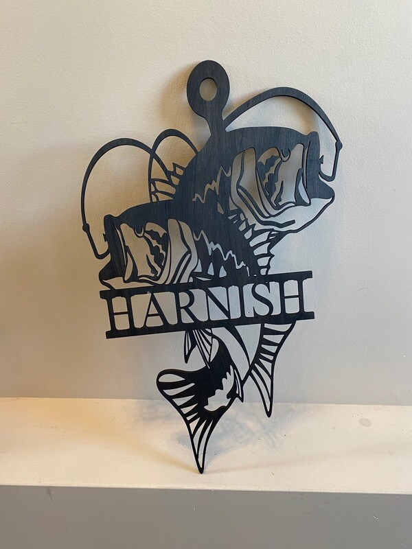 Wooden Last Name Bass Sign
