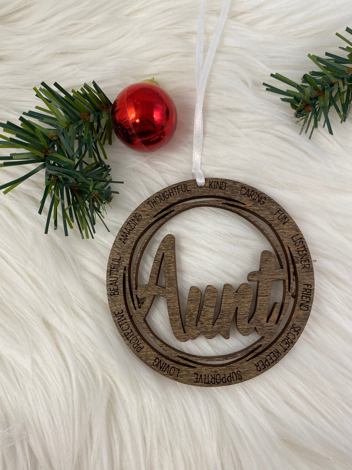 Wooden Aunt Ornament