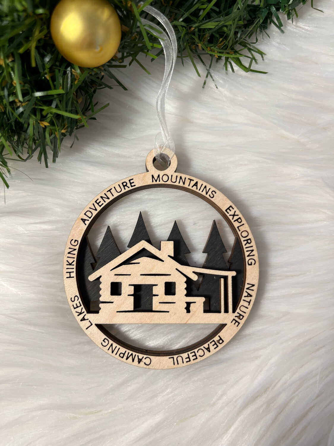 Cottage  3D Wooden Circle Ornament