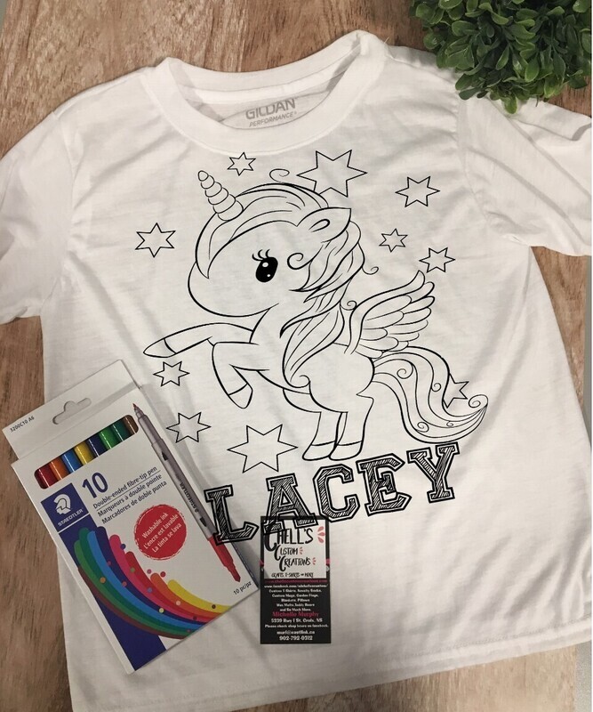 Color And Wash T-Shirt Unicorn And Stars
