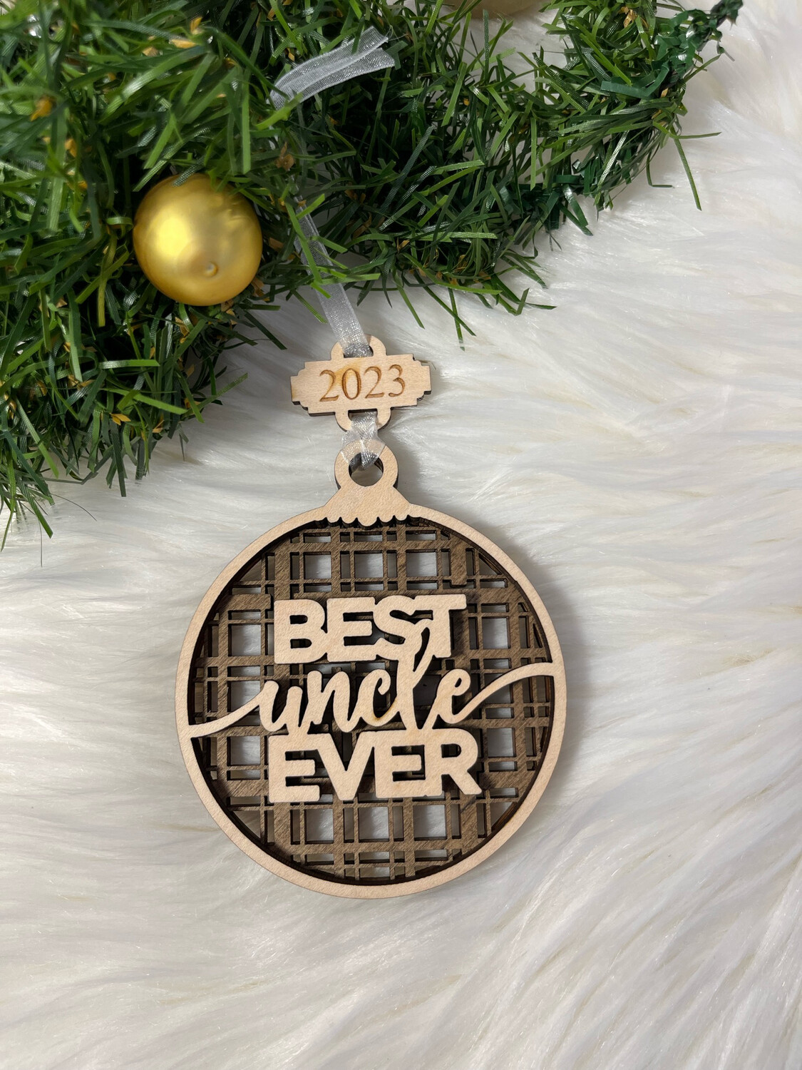 Best Uncle Ever 3D Wooden Circle Ornament
