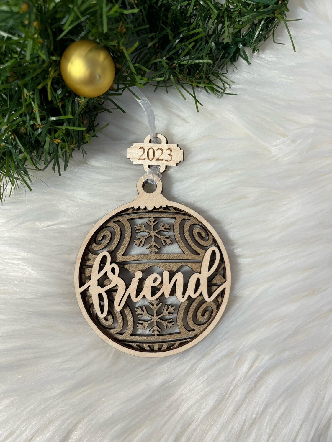 Friend 3D Wooden Circle Ornament