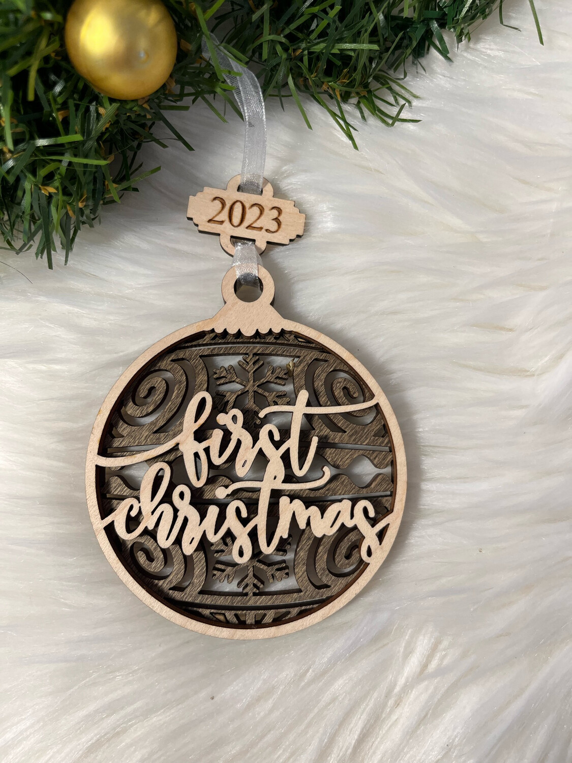 First Christmas 3D Wooden Circle Ornament