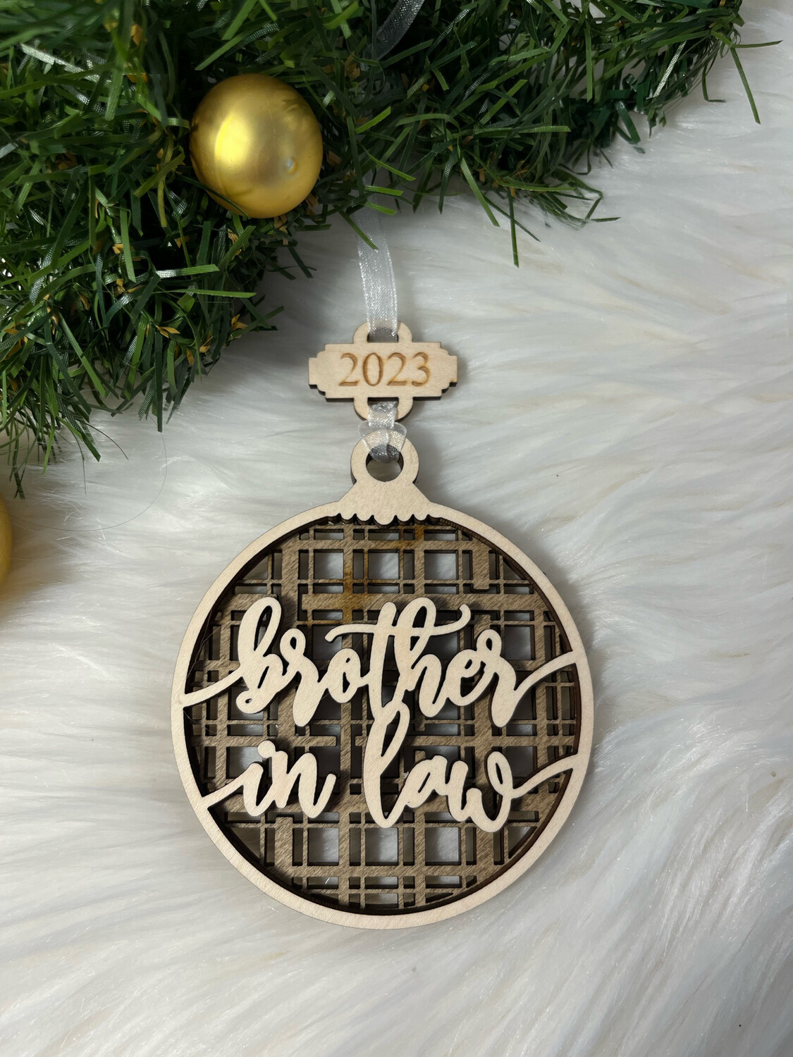 Brother In law 3D Wooden Circle Ornament