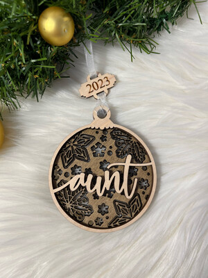 Aunt 3D Wooden Circle Ornament