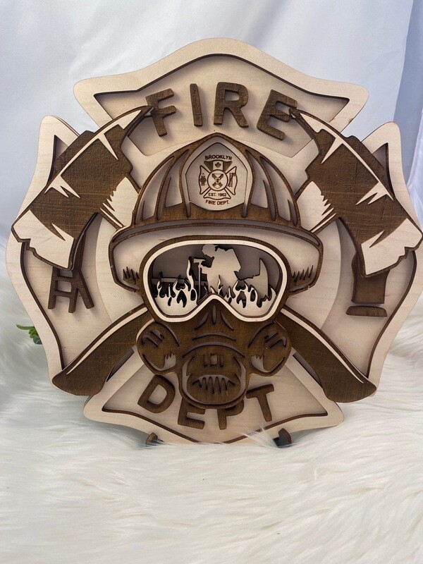3D Wooden Fire fighter Sign