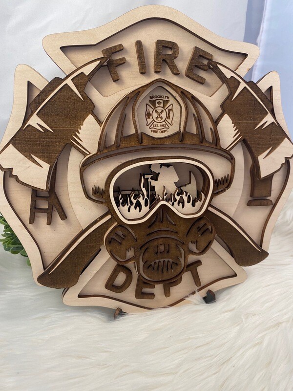 3D Wooden Fire fighter Sign