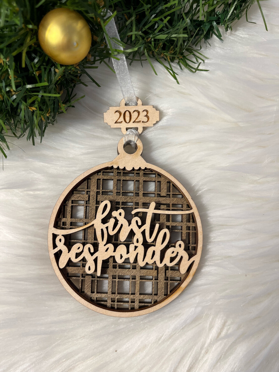 First Responder 3D Wooden Circle Ornament