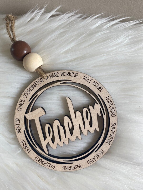 Wooden Teacher Ornament