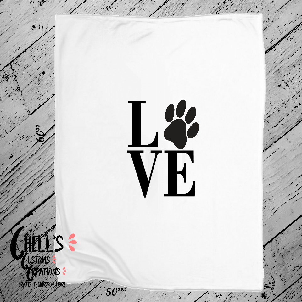 Love Paw Print Blanket
