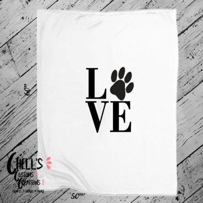 Love Paw Print Blanket