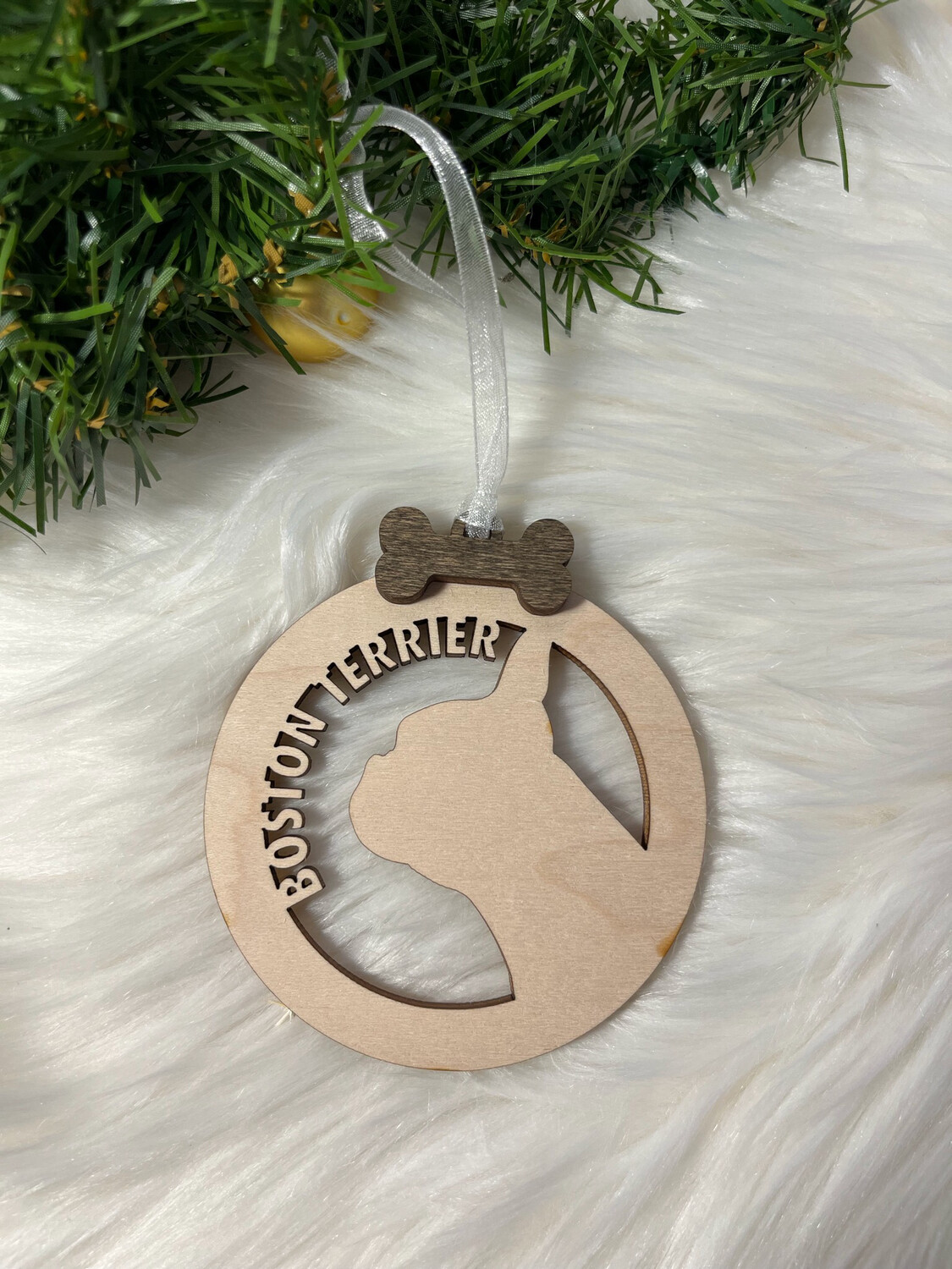 Boston Terroir Dog Wooden Ornament