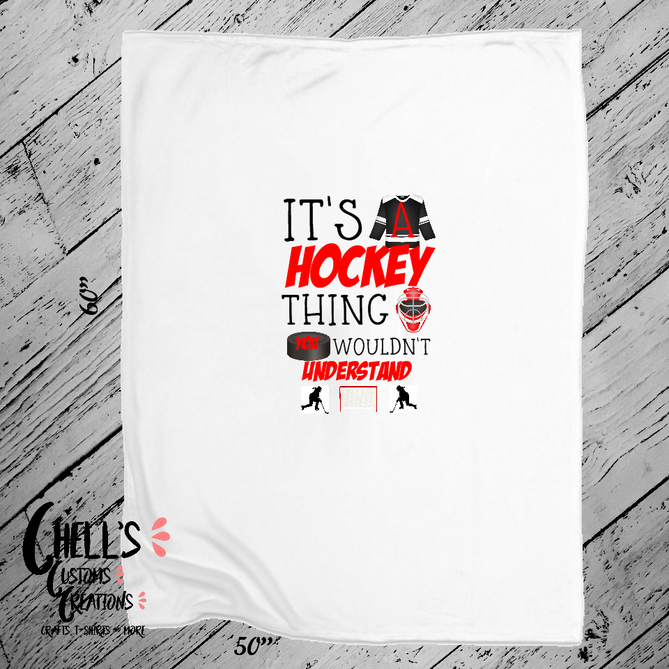 It&#39;s A Hockey Thing Red Font Blanket