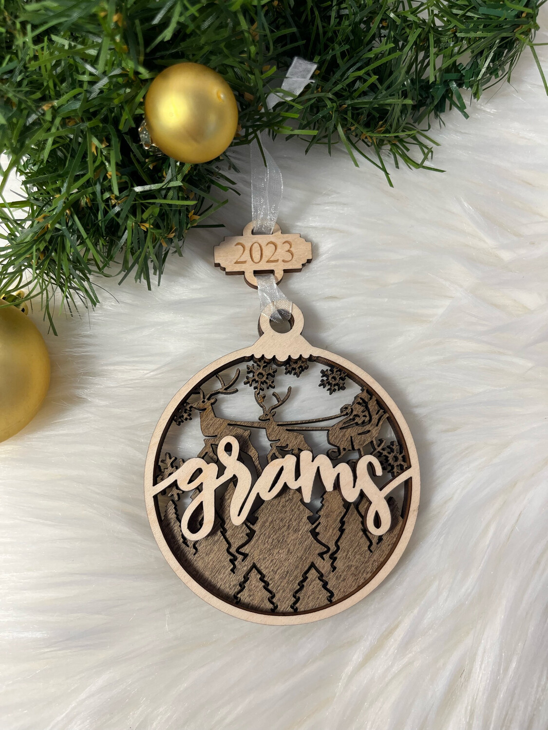 Grams 3D Wooden Circle Ornament