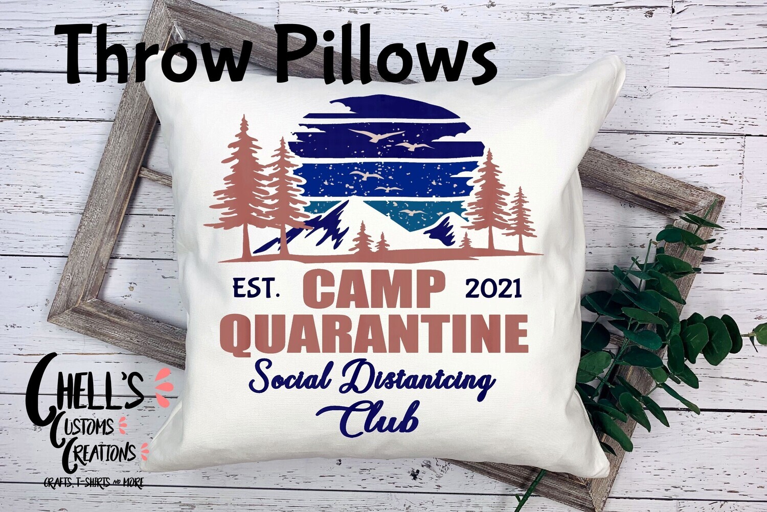 Camp Quarantine Social Distancing Club Throw Pillow