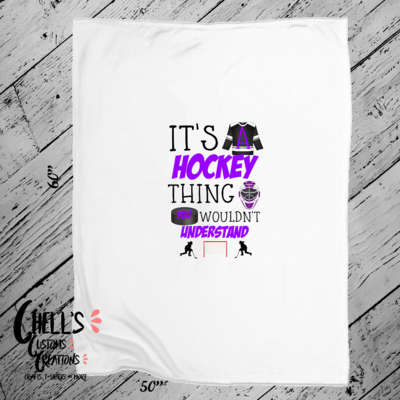 It&#39;s A Hockey Think Purple Font Blanket