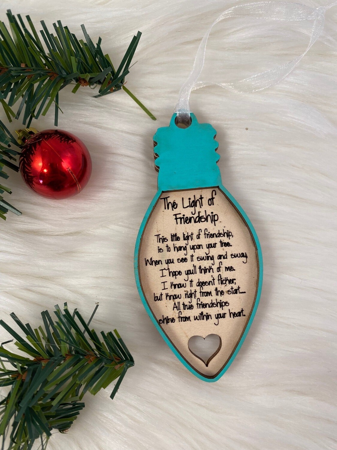 The Light Of Friendship Blue 3D Wooden Ornament