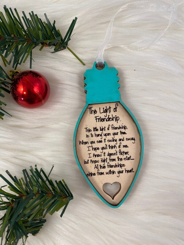 The Light Of Friendship Blue 3D Wooden Ornament