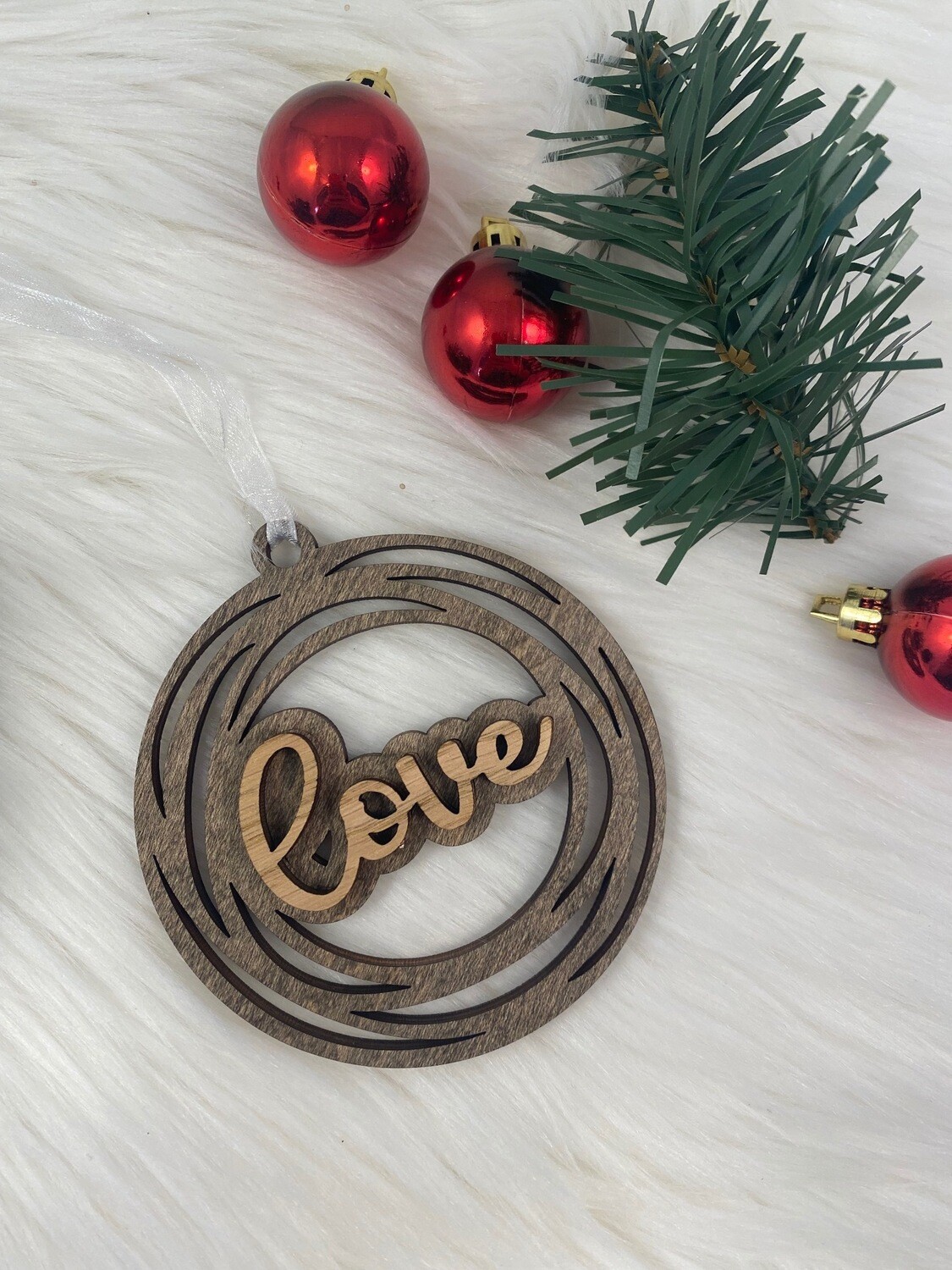 3D Wooden Love Circle Ornament
