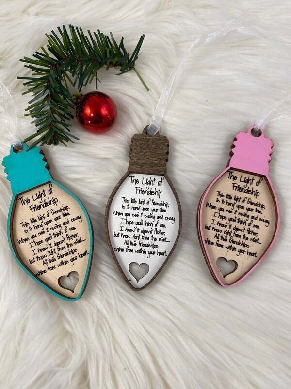 The Light Of Friendship Pink 3D Wooden Ornament