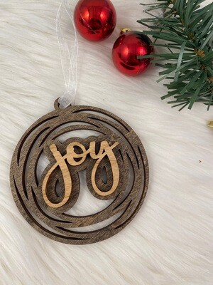 3D Wooden Joy Circle Ornament