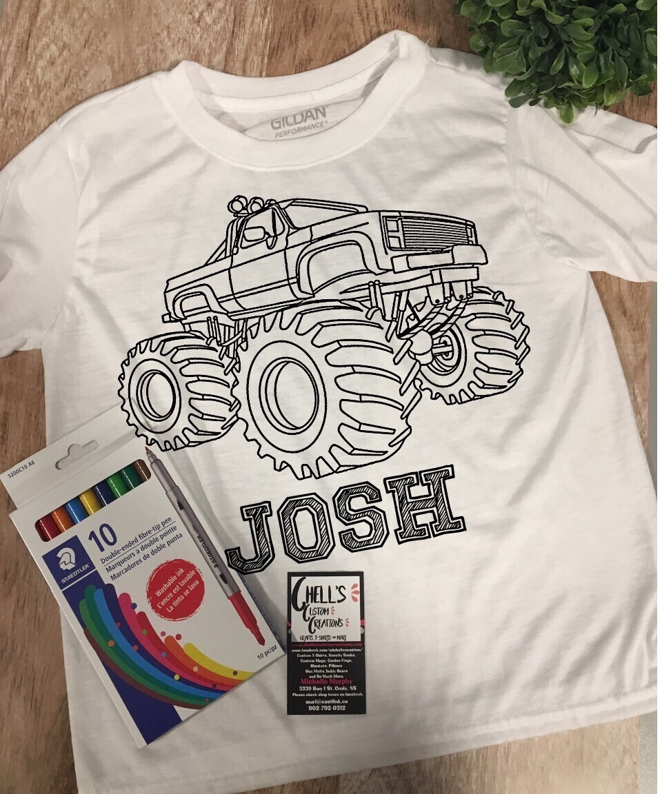 Color And Wash T-Shirt Monster Truck