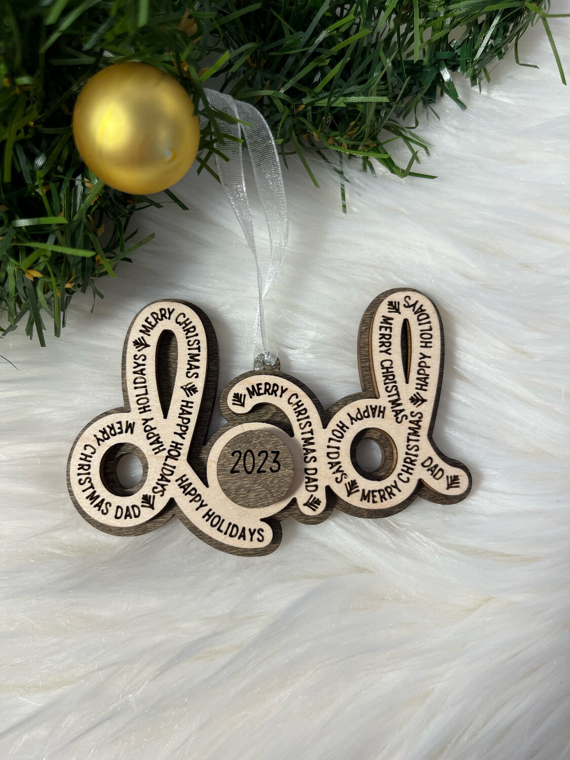 Dad Word 3D Wooden  Ornament
