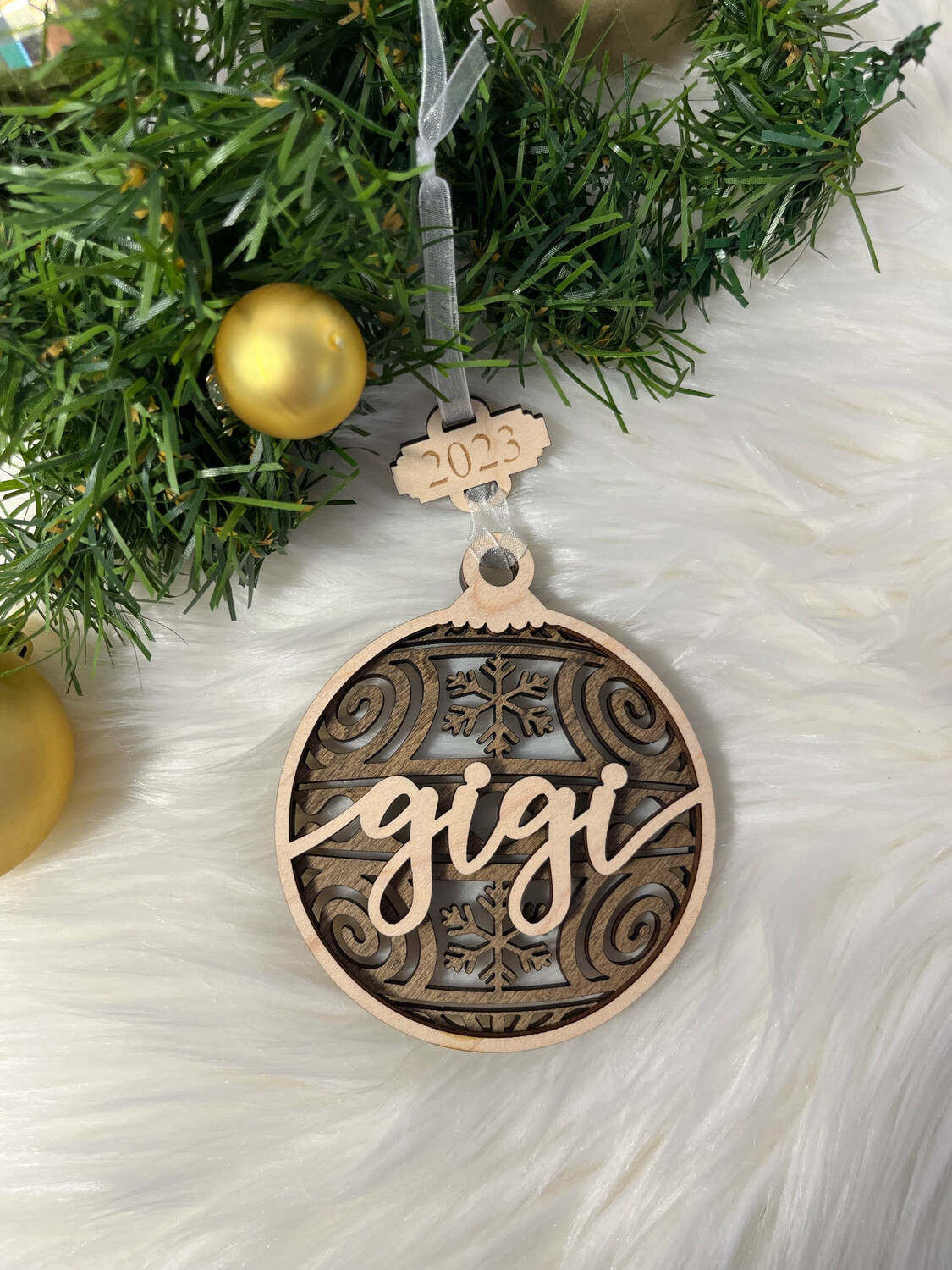 Gigi 3D Wooden Circle Ornament
